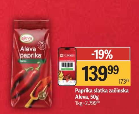 Paprika slatka začinska Aleva, 50g