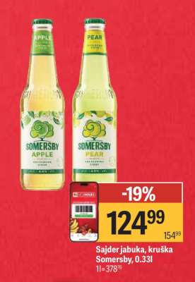 Sajder jabuka, kruška Somersby, 0.33l