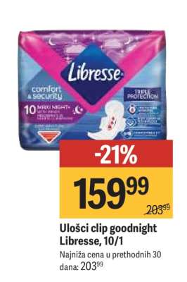 Ulošci clip goodnight Libresse , 10/1