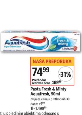 Pasta Fresh & Minty Aquafresh, 50ml