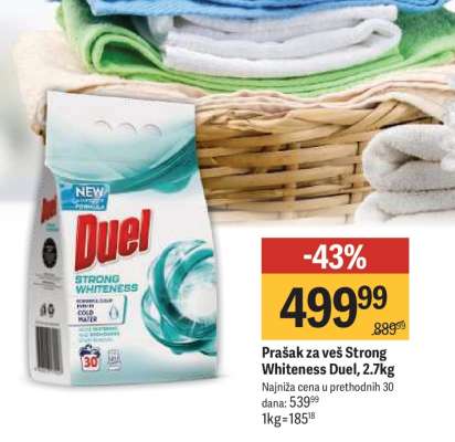 Prašak za veš Strong Whiteness Duel, 2.7kg
