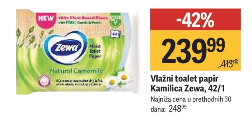 Vlažni toalet papir Kamilica Zewa, 42/1