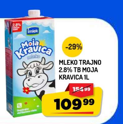 Mleko trajno 2.8% TB Moja Kravica 1L
