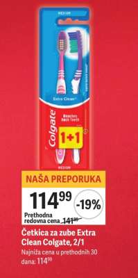 Četkica za zube Extra Clean Colgate, 2/1