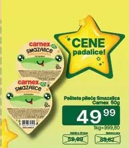 Pašteta pileća smazalica Carnex 50g