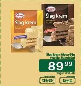Šlag krem Aleva 65g (vanila, čokolada)