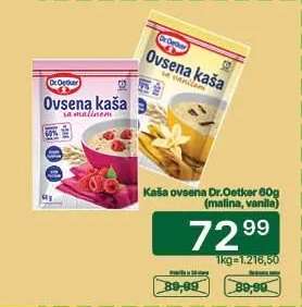 Kaša ovsena Dr.Oetker 60g (malina, vanila)
