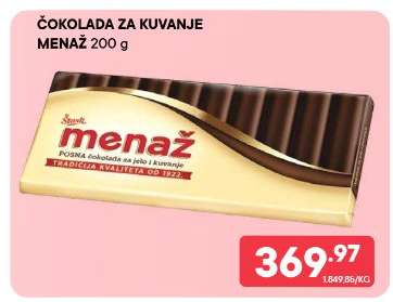 Čokolada za kuvanje Menaž