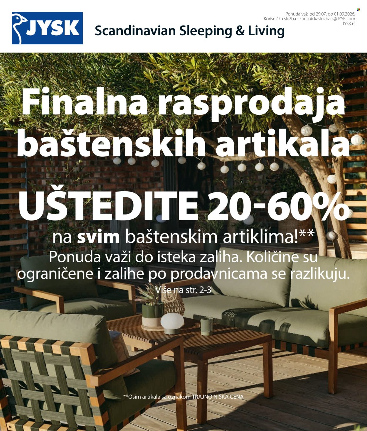 JYSK katalog  - 29.07.2026 - 01.09.2026. Stranica 1