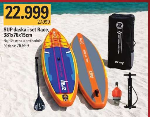 SUP daska i set Race, 381x76x15cm
