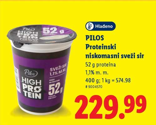 PILOS Proteinski niskomasni sveži sir