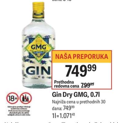 Gin Dry GMG, 0,7l