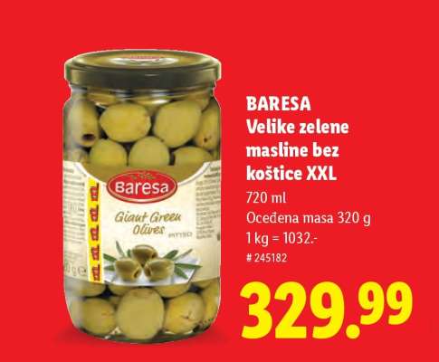 Baresa Velike zelene masline bez koštice XXL