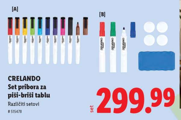 CRELANDO Set pribora za piši-briši tablu