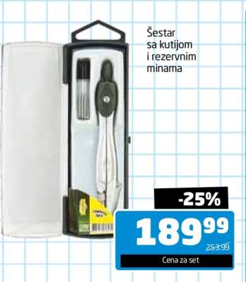 Šestar sa kutijom i rezervnim minama