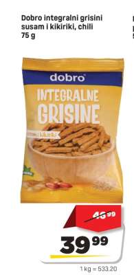 Dobro integralni grisini susam i kikiriki, chili 75 g