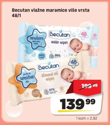 Becutan vlažne maramice više vrsta 48/1
