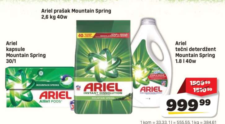Ariel tečni deterdžent Mountain Spring 1.8 l 40w