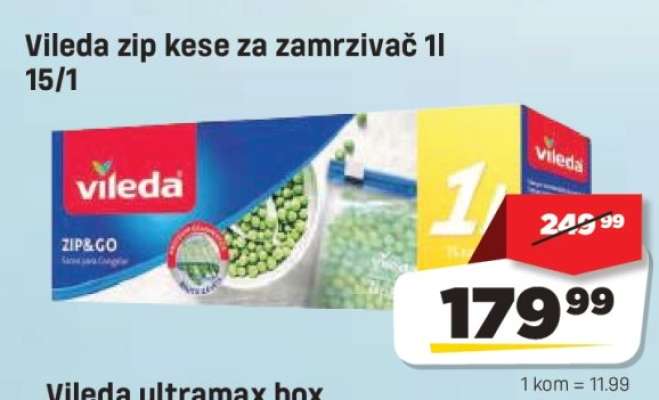 Vileda zip kese za zamrzivač 1l 15/1