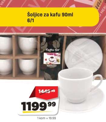 Šoljice za kafu 90ml 6/1