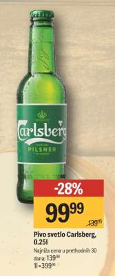 Pivo svetlo Carlsberg, 0.25l