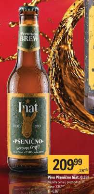 Pivo pšenično Inat, 0.33l