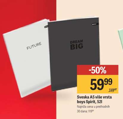Sveska A5 više vrsta boys Spirit, 52l