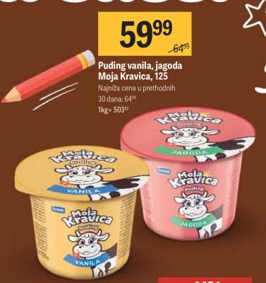 Puding vanila, jagoda Moja Kravica, 125