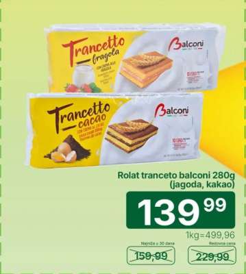 Rolat tranceto balconi 280g (jagoda, kakao)