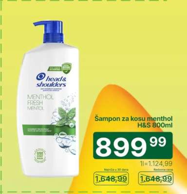 Šampon za kosu menthol H&S 800ml