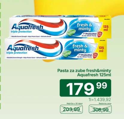 Pasta za zube fresh&minty Aquafresh 125ml