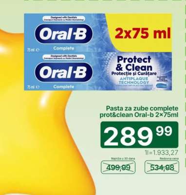 Pasta za zube complete prot&clean Oral-b 2×75ml