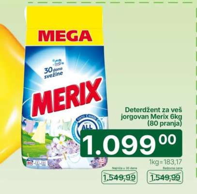 Deterdžent za veš jorgovan Merix 6kg (80 pranja)