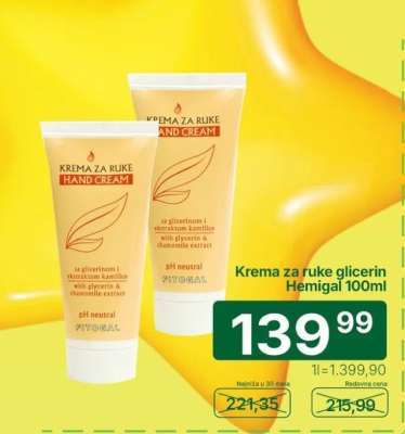 Krema za ruke glicerin Hemigal 100ml