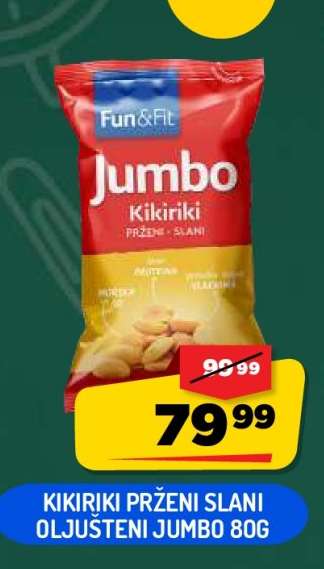 Kikiriki prženi slani oljušteni Jumbo 80g