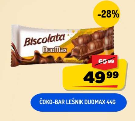 Čoko-bar Lešnik Duomax 44g