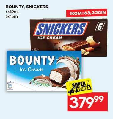 BOUNTY, SNICKERS