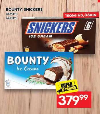 BOUNTY, SNICKERS