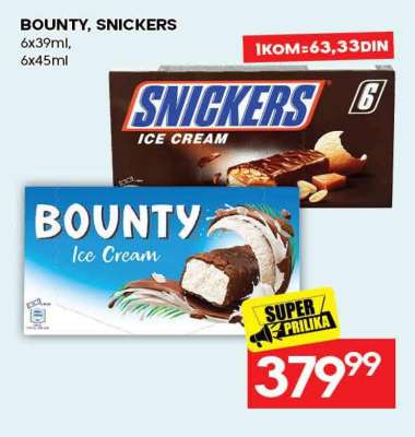 BOUNTY, SNICKERS