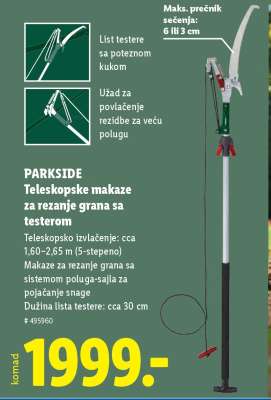 PARKSIDE Teleskopske makaze za rezanje grana sa testerom