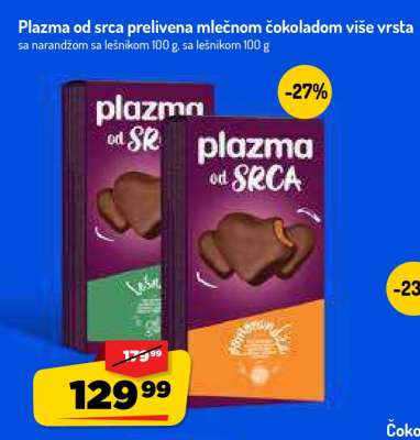 Plazma od srca prelivena mlečnom čokoladom