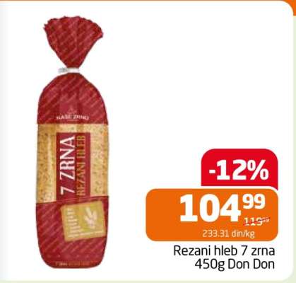 Rezani hleb 7 zrna 450g Don Don
