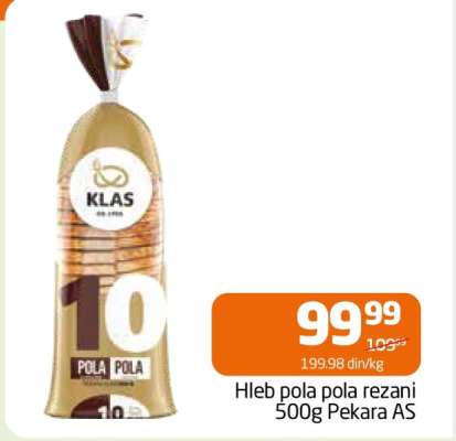 Hleb pola pola rezani 500g Pekara AS