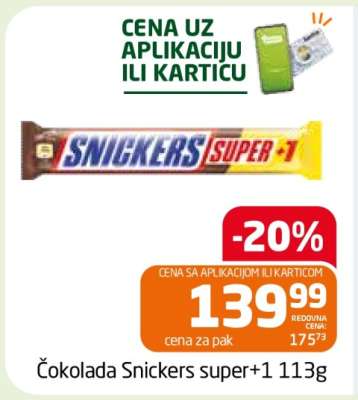 Čokolada Snickers super+1 113g