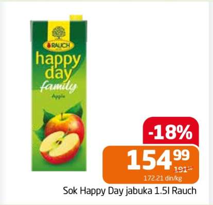 Sok Happy Day jabuka 1.5l Rauch