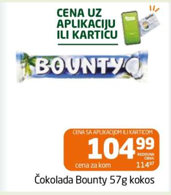 Čokolada Bounty 57g kokos