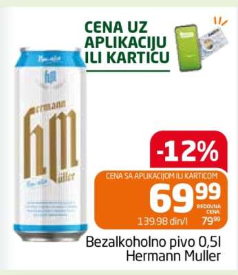Bezalkoholno pivo 0.5l Hermann Muller
