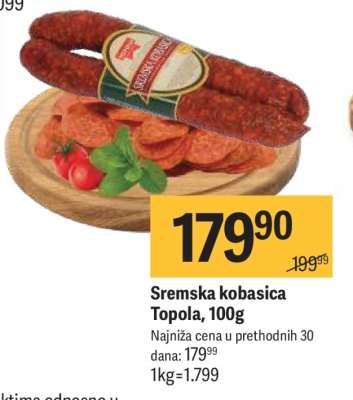 Sremska kobasica Topola 100g