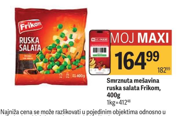 Smrznuta mešavina ruska salata Frikom, 400g