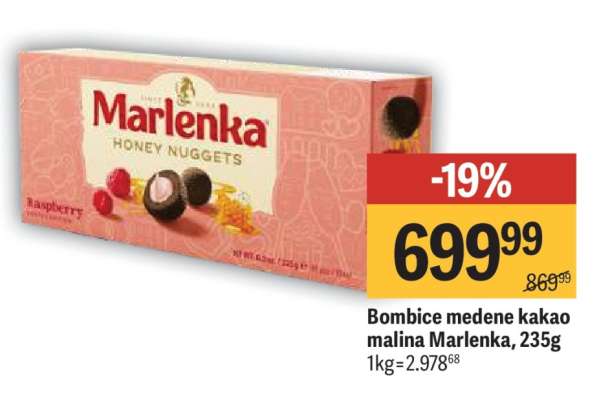 Bombice Medene Kakao Malina Marlenka 235g